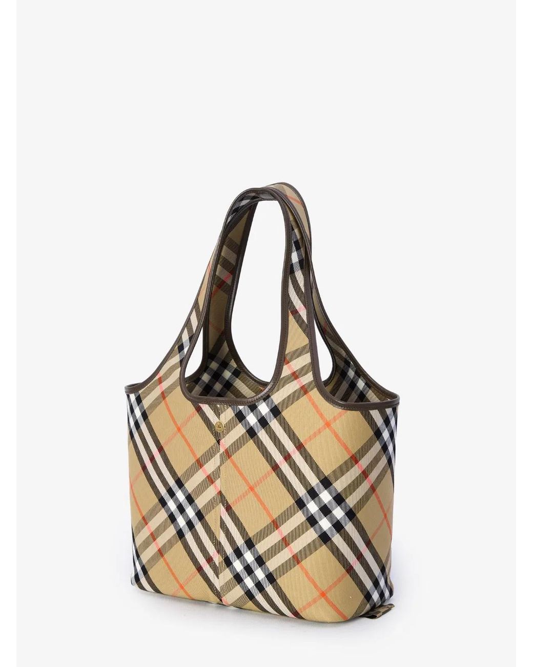Burberry Natural Elegant Check Mini Tote With Calfskin Accents 41X14X26 Cm
