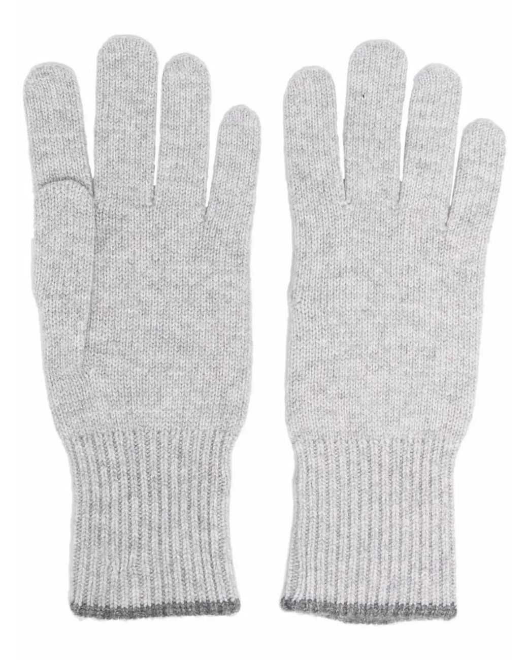 Brunello Cucinelli White Knitted Cashmere Gloves for men