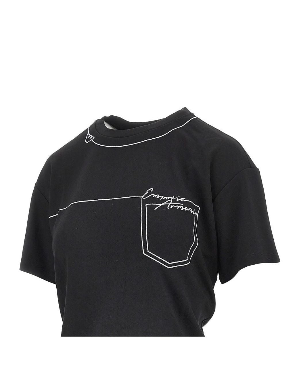 Emporio Armani Black Embroidered Interlock Jersey T-Shirt