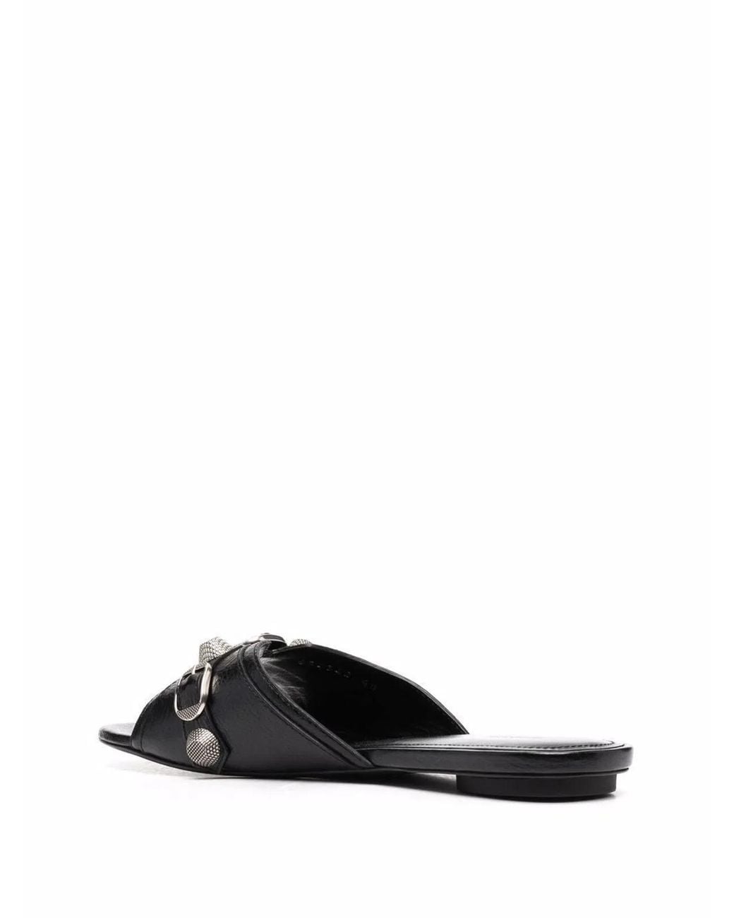 Balenciaga Black Leather Cagole Slippers