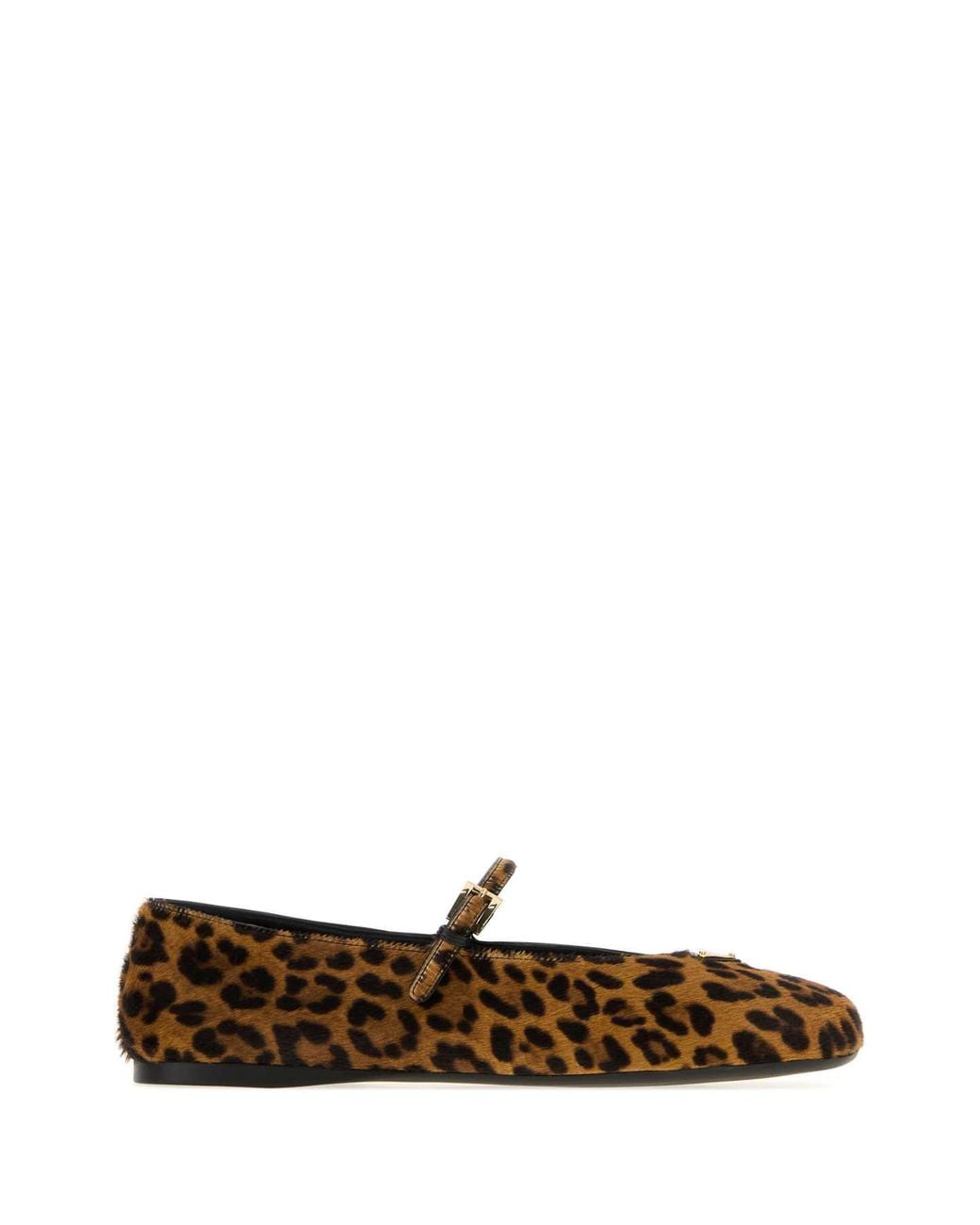 Prada White Printed Calf Hair Ballerinas