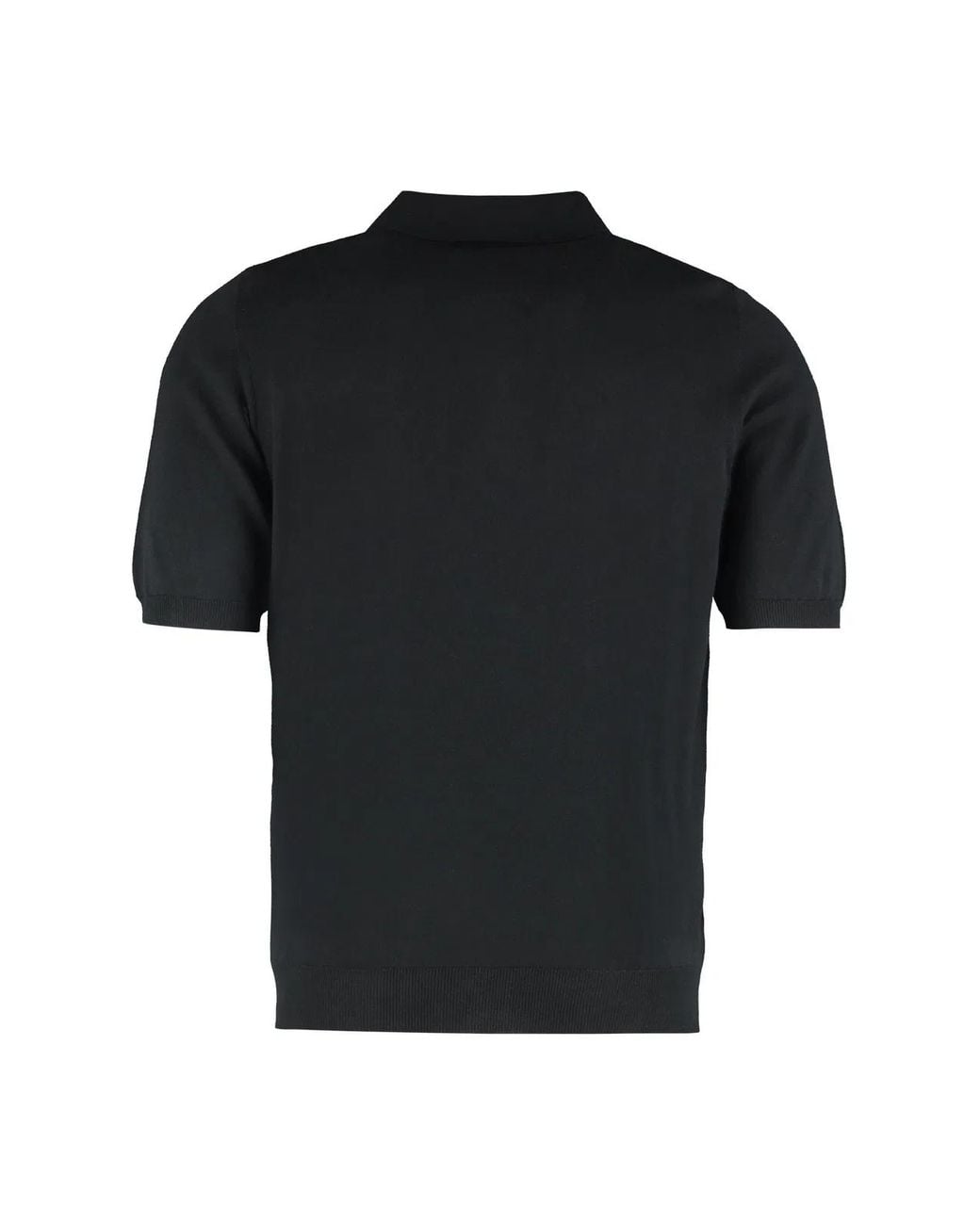 THE (Alphabet) Black Short Sleeve Cotton Polo Shirt for men