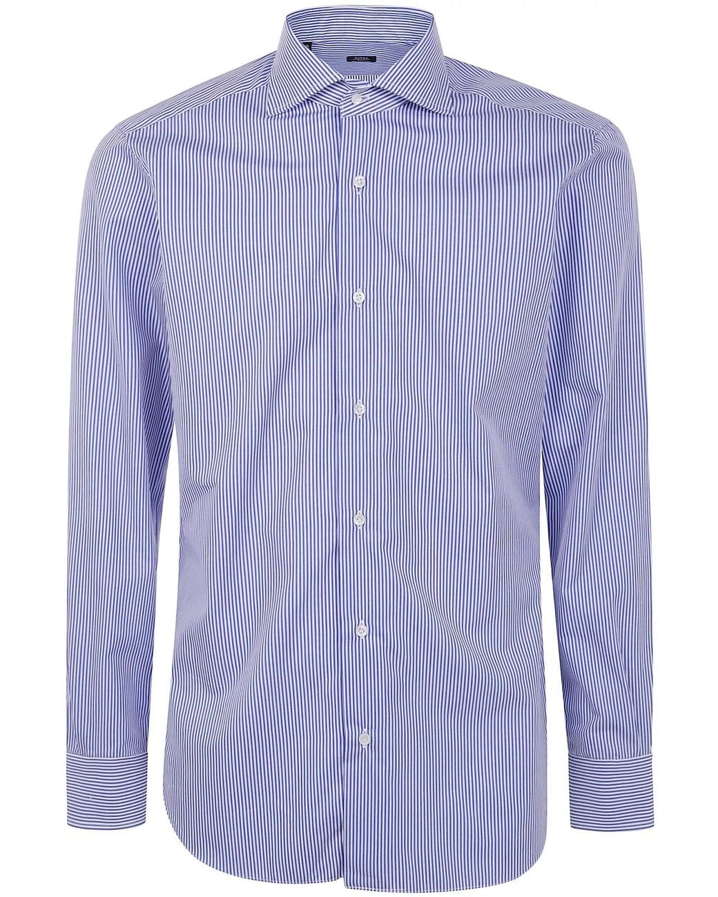 Barba Napoli Blue "Bacchetta" Popeline Shirt for men