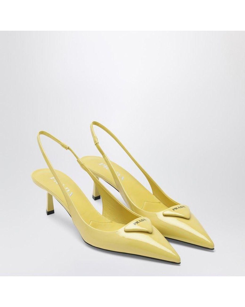 Prada Yellow Pineapplecoloured Patent Leather Slingback Pumps