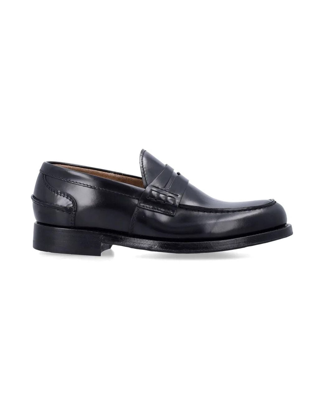 Green George Black Polished Leather Loafers for men