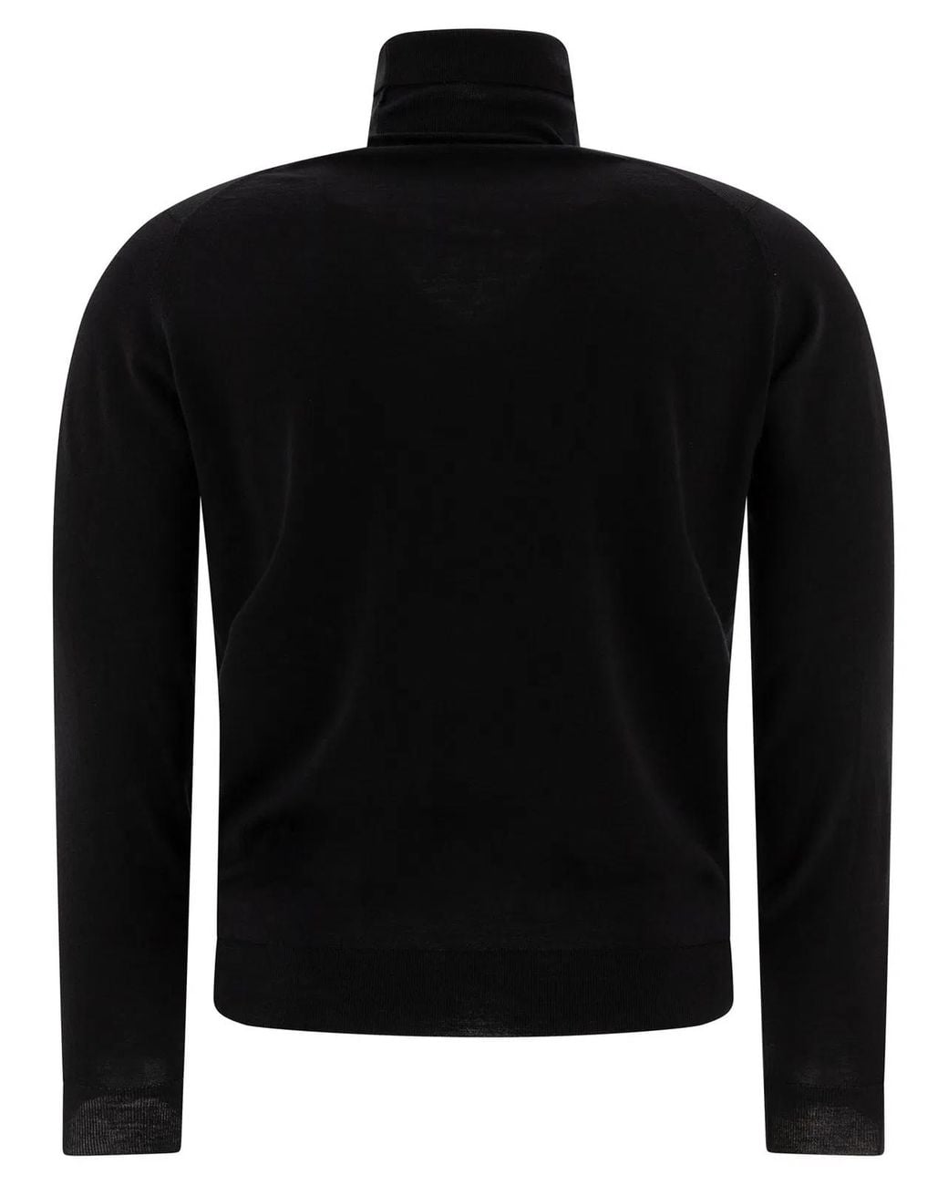 John Smedley Black Merino Wool "Cherwell" Turtleneck Sweater for men