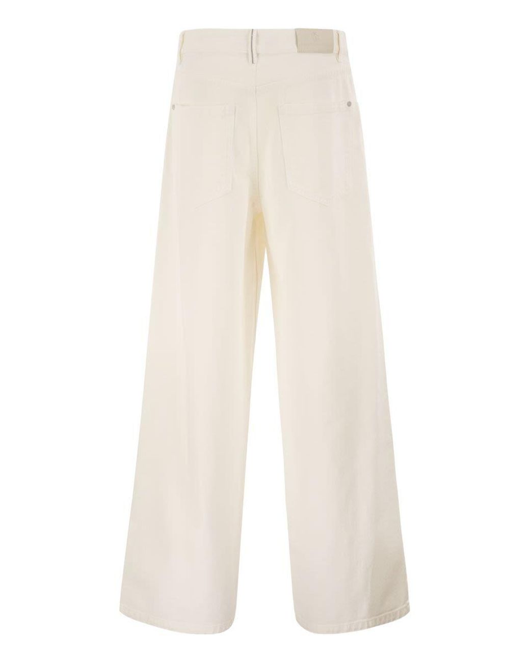 Brunello Cucinelli White High-Rise Palazzo Jeans