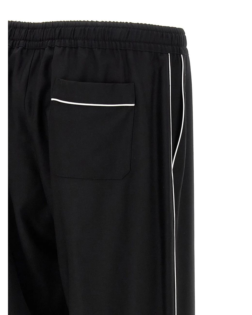 Dolce & Gabbana Black Dolce & Gabbana Contrast-Piping Wool Trousers for men
