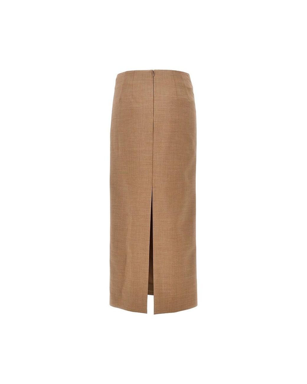 ARMARIUM Brown Jackie Stretch Wool Midi Skirt