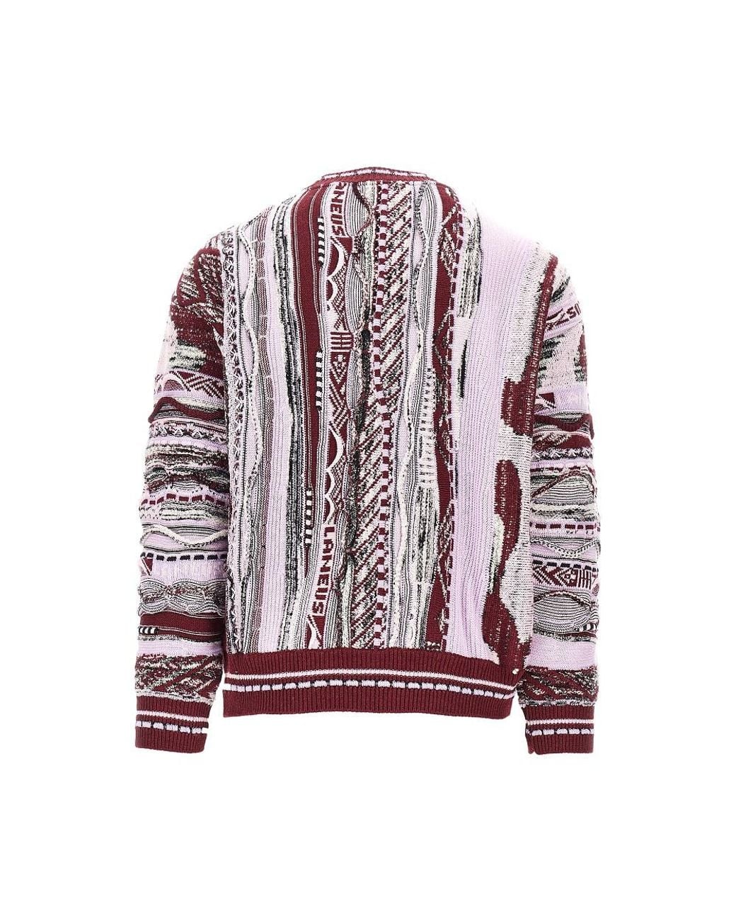 Laneus Purple Jacquard Knit Cardigan for men