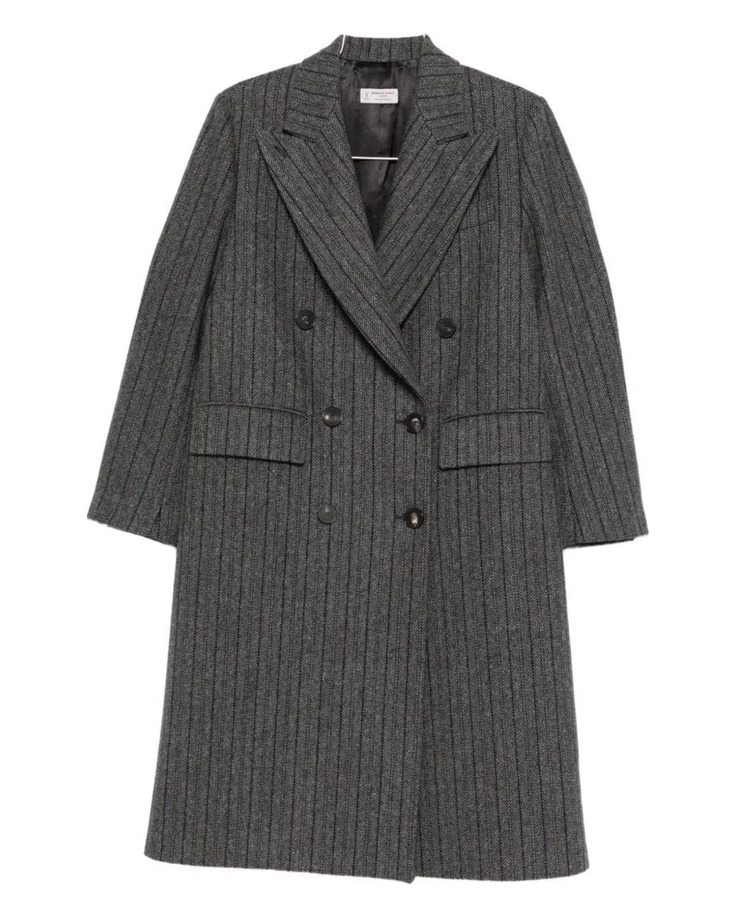 Alberto Biani Gray Wool Double-Breasted Coat