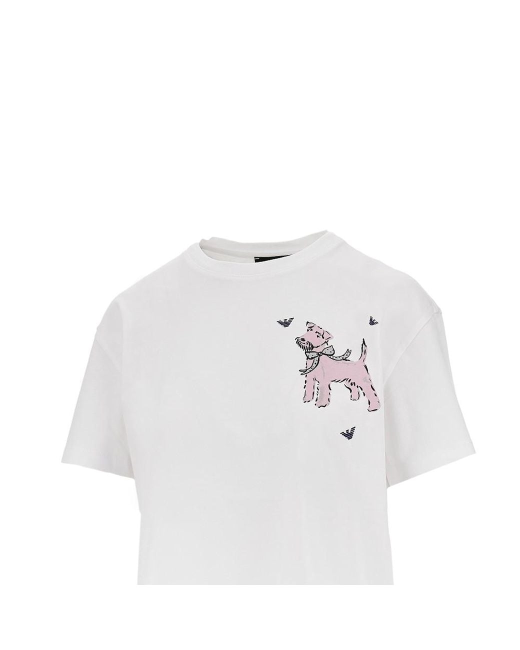 Emporio Armani White Jersey T-Shirt With Print