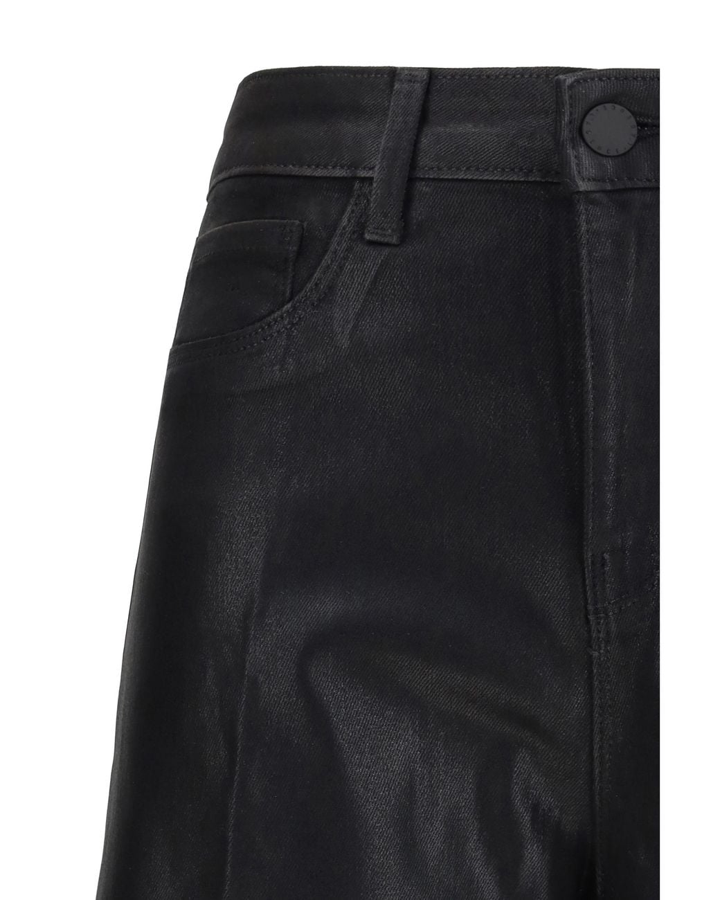 L'Agence Black Wide Leg Jeans Clayton Coated
