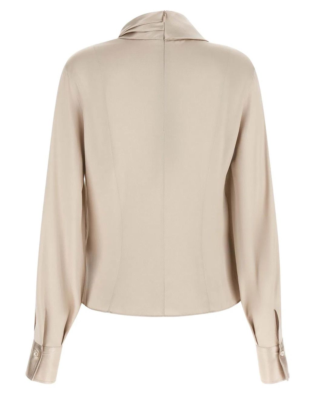 Brunello Cucinelli Natural Asymmetric Draped Blouse