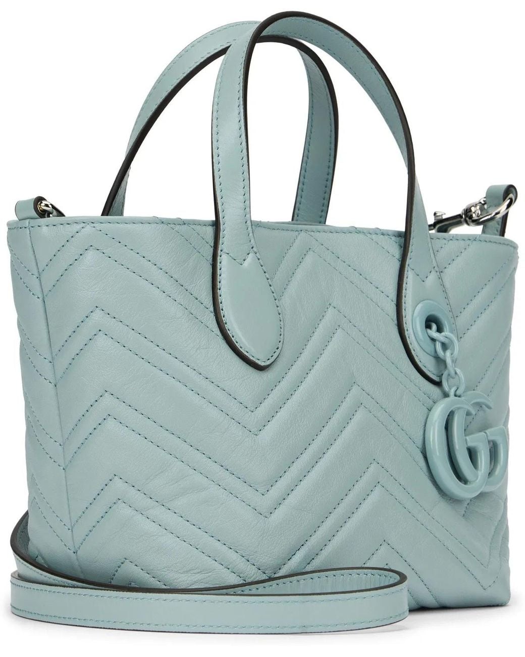 Gucci Blue Pastel Light Leather Small Gg Marmont Handbag