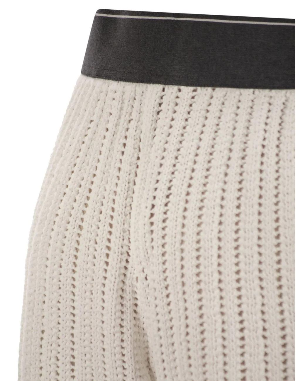 Brunello Cucinelli White Cotton Net Knit Shorts