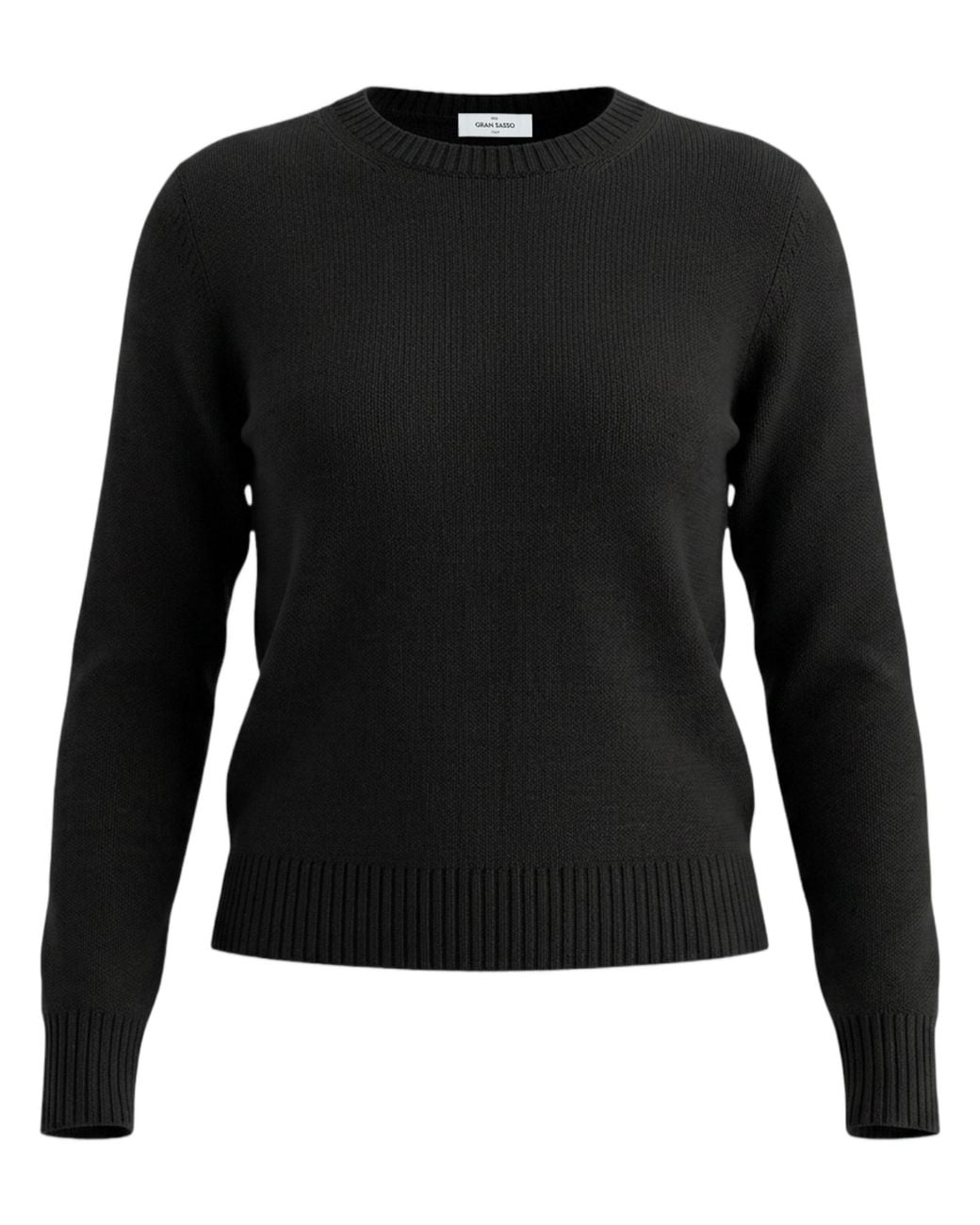 Gran Sasso Black 3-Ply Merinos Wool Crew Neck