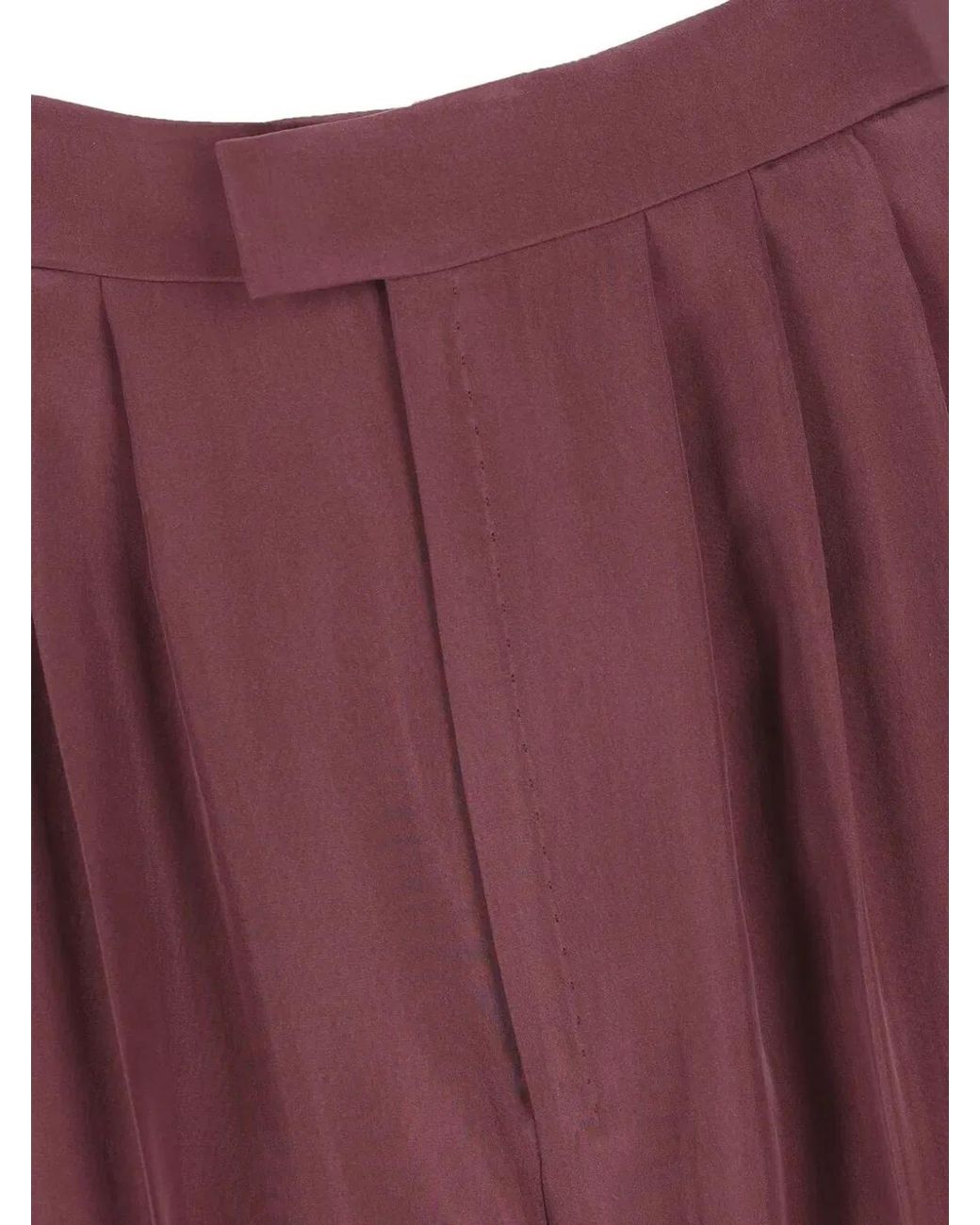 Saint Laurent Red Mid-Rise Silk Habotai Pants