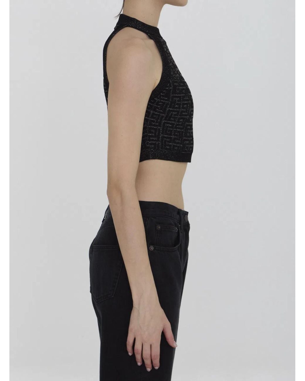 Balmain Black Pb Labyrinth Knit Top