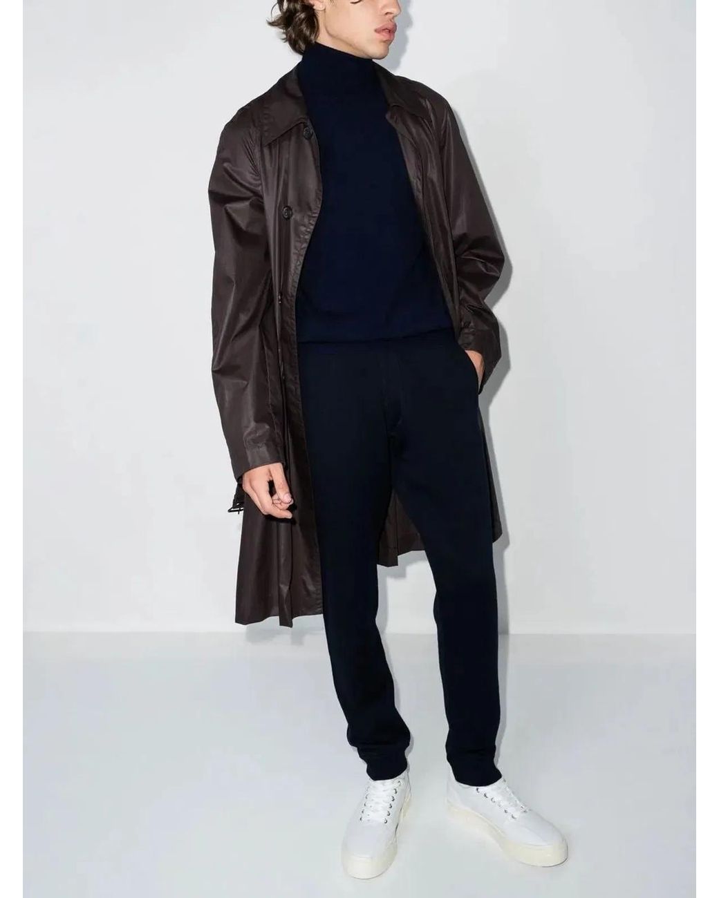 Brunello Cucinelli Blue Cashmere Turtle-Neck Sweater for men