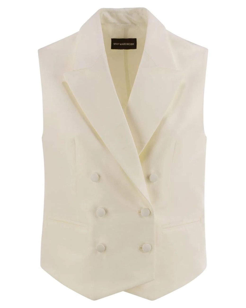 MVP WARDROBE White Double-Breasted Cotton And Silk Waistcoat