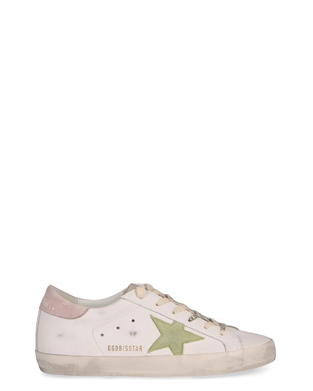 Golden Goose Deluxe Brand White "Super Star" Bio Based Upper Suede Star And Heel Sneakers