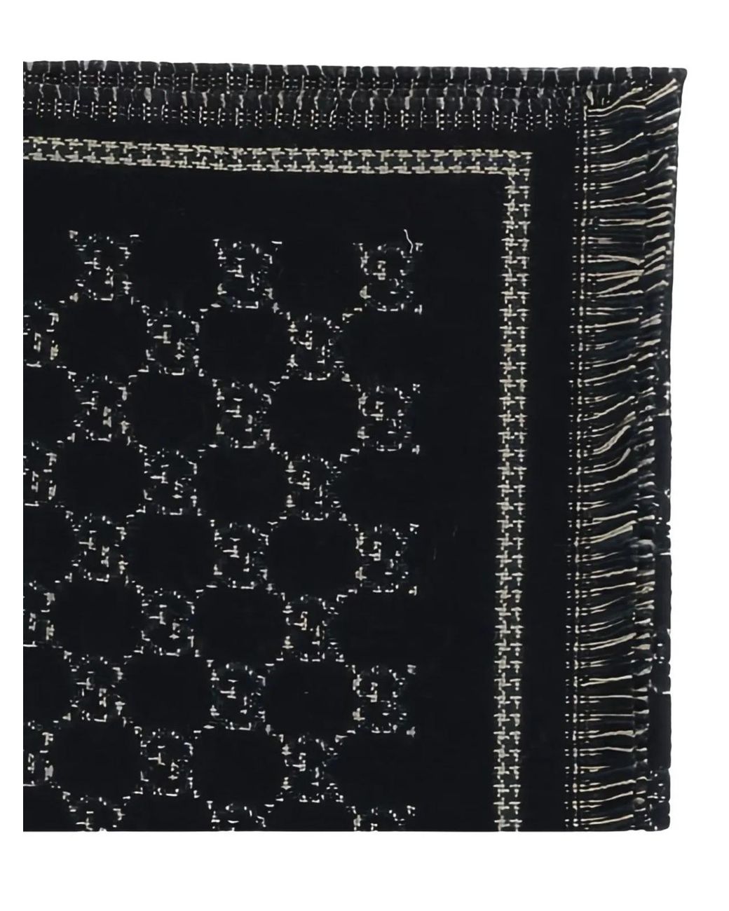 Gucci Black Fringed Geometric Pattern Scarf for men