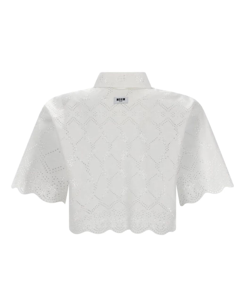 MSGM White Regular Embroidered Shirt