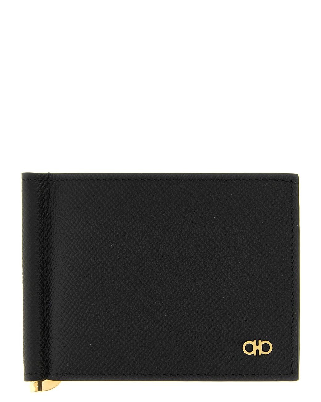 Ferragamo Black Gancini Wallet With Clip for men