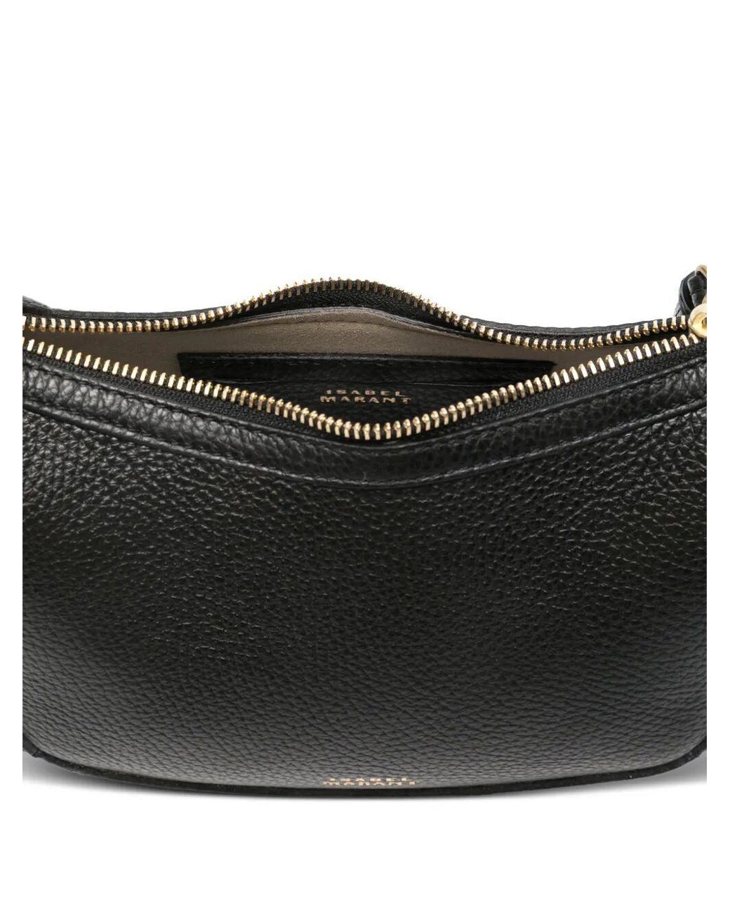 Isabel Marant Black Oskan Moon Leather Shoulder Bag