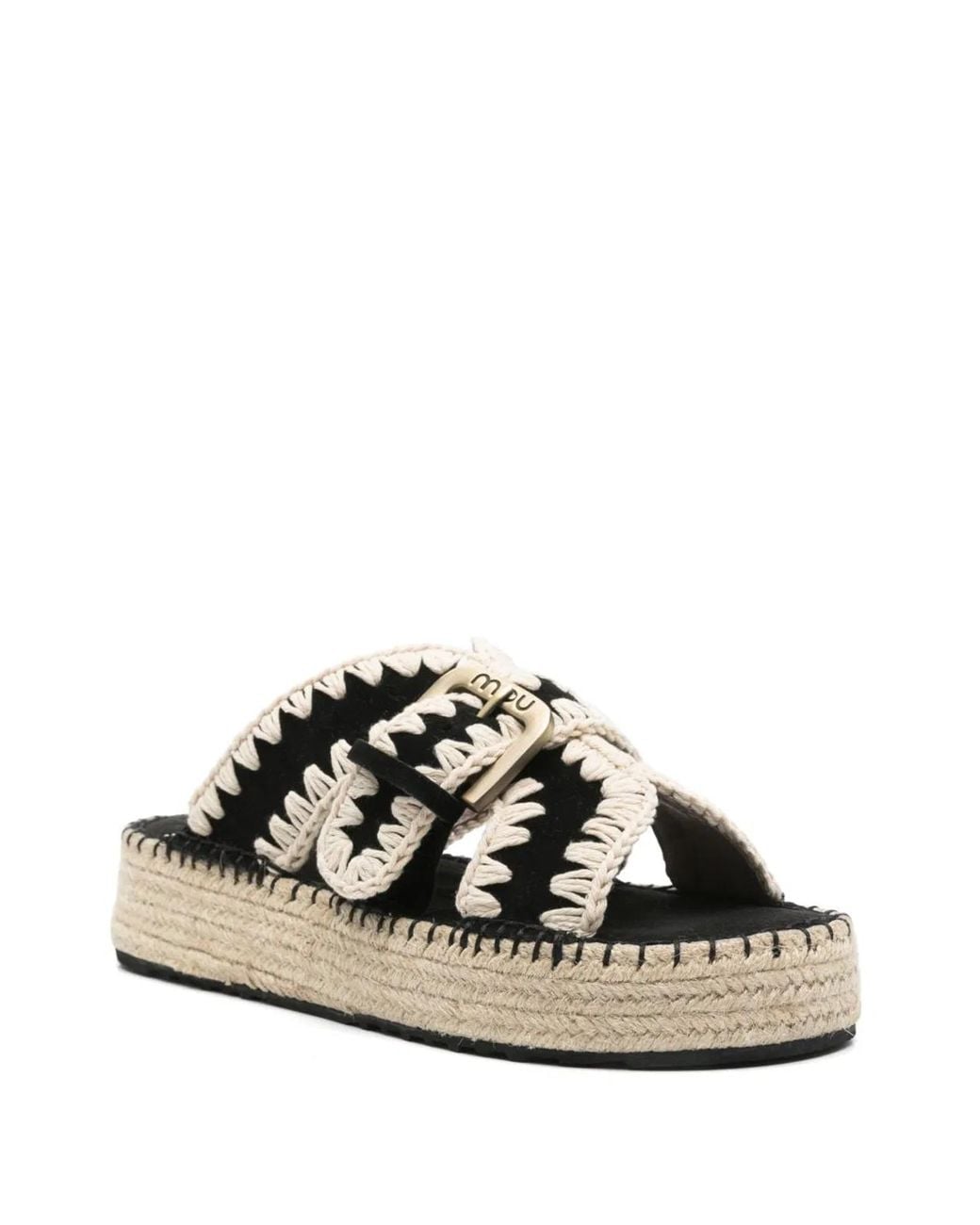 Mou Black Jute Sandals