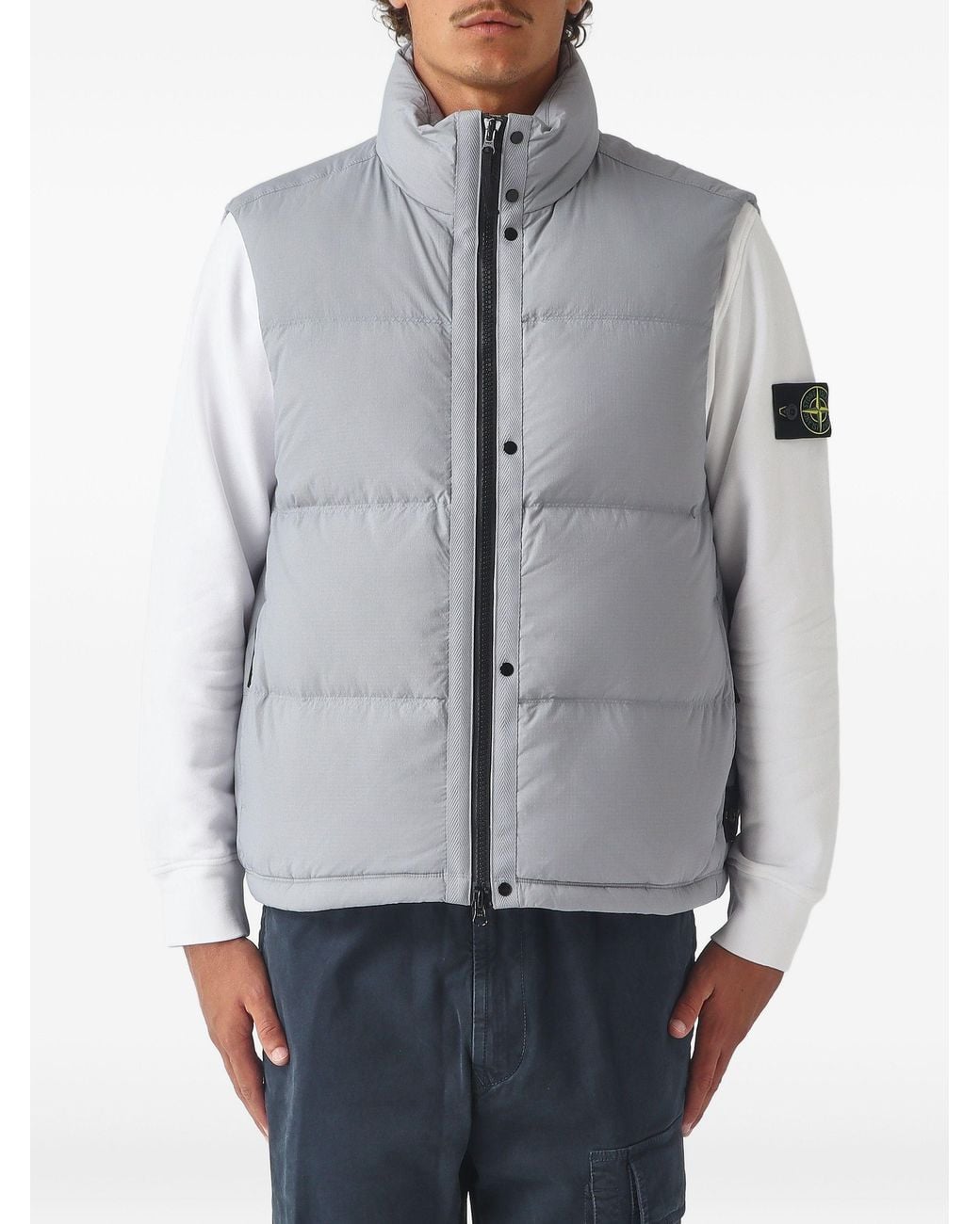 Stone Island Gray Quilted Puffer Vest for men
