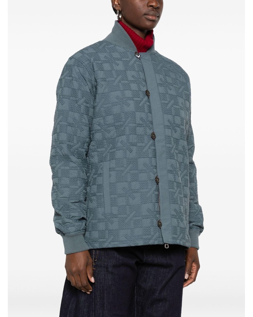 KENZO Blue Gram Quilted Logo-Plaque Jacket
