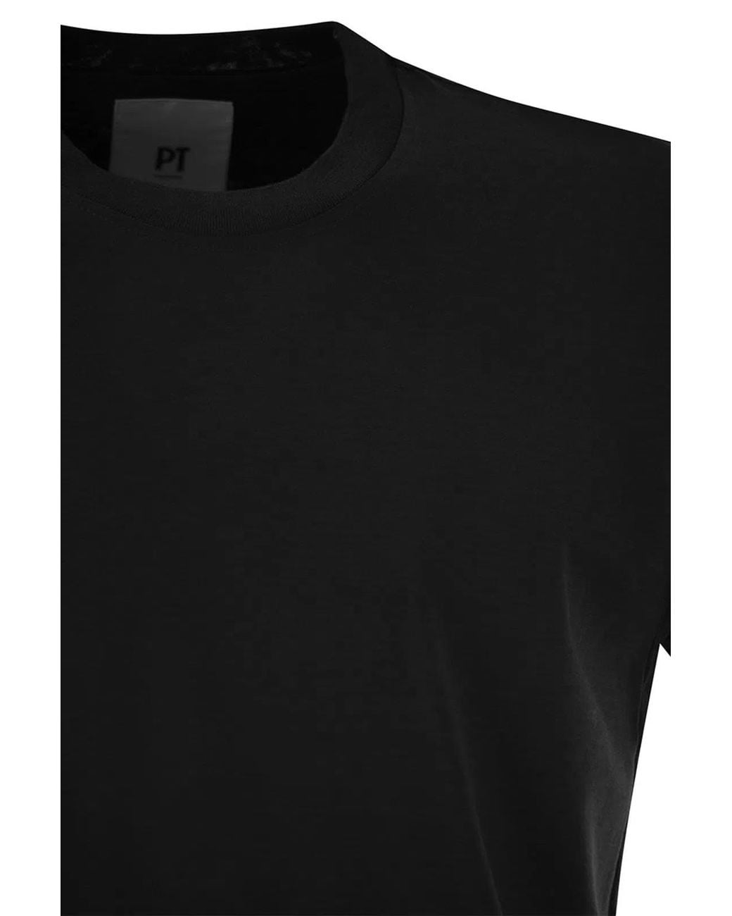 PT01 Black Silk And Cotton T-Shirt for men