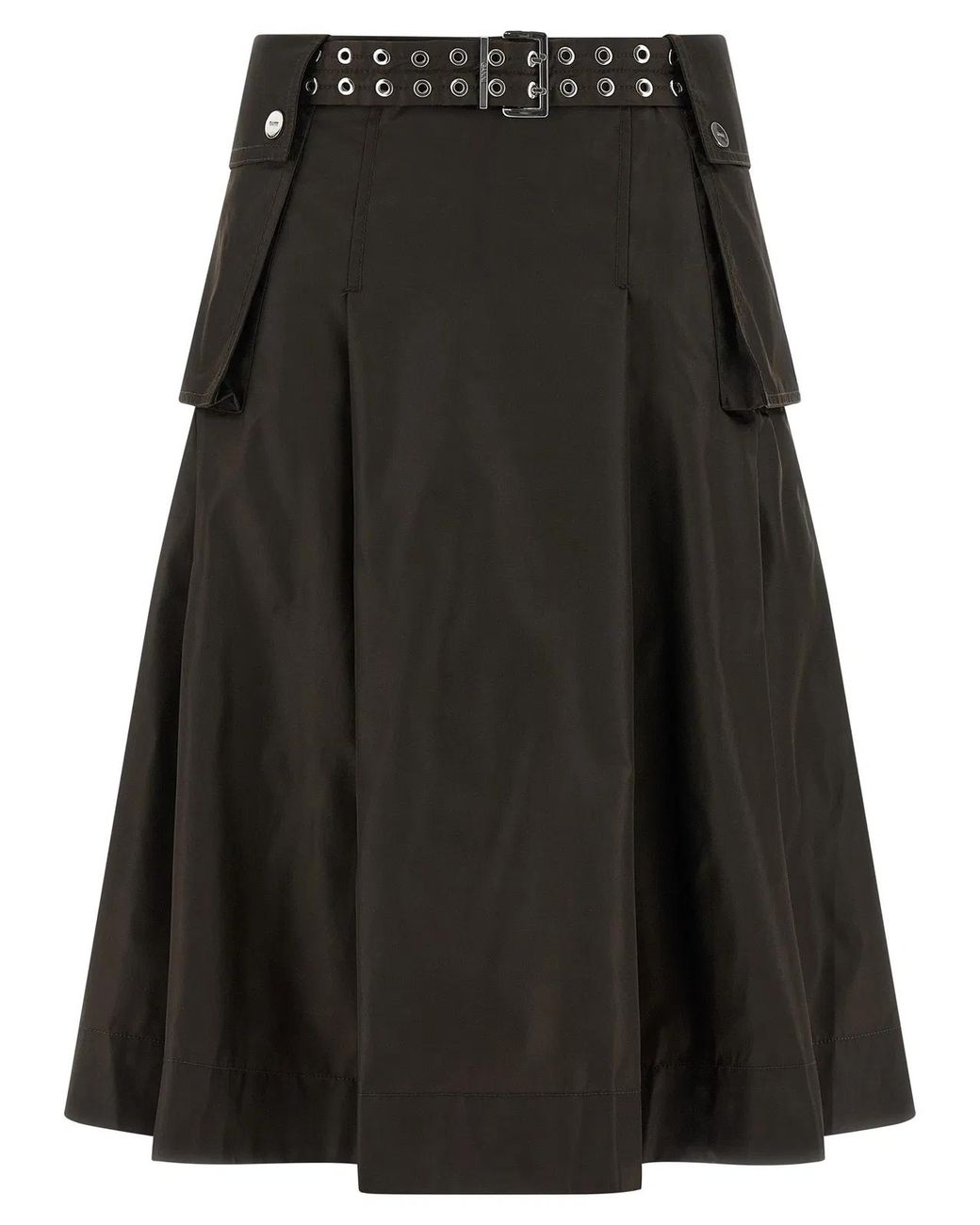 Ganni Black 'Duchesse Nylon Pleated' Skirt