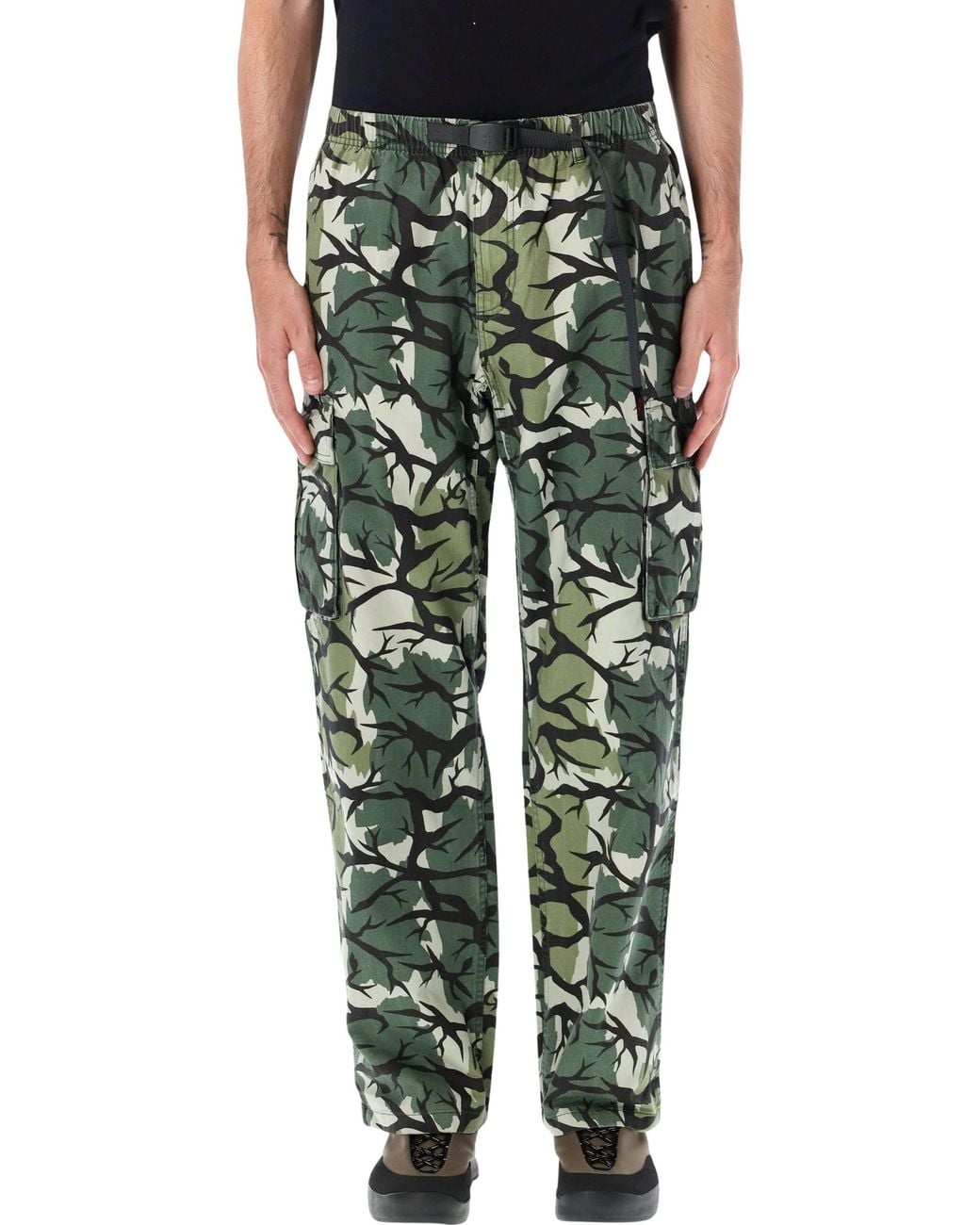 Gramicci Green Herringbone Cargo Pants for men