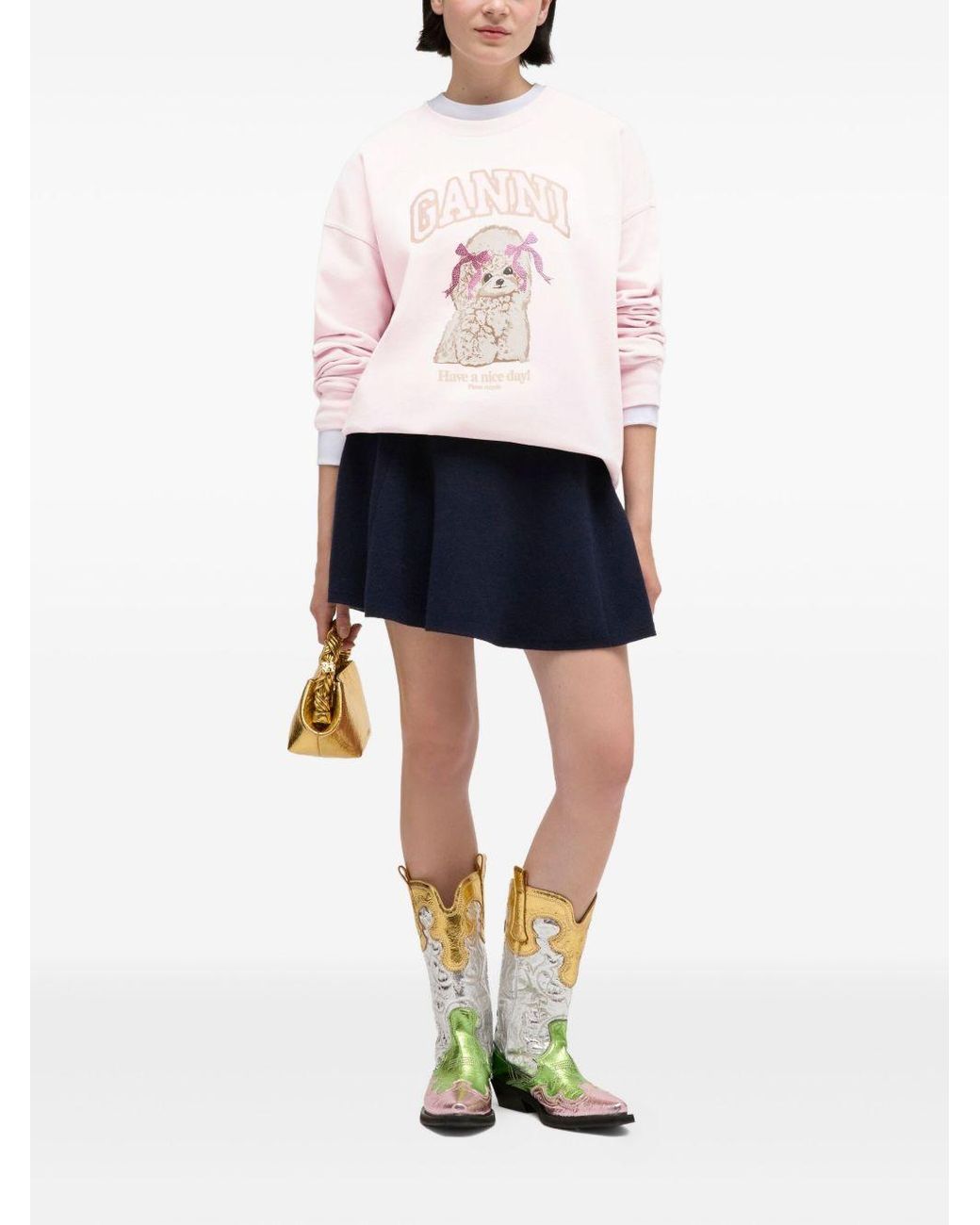 Ganni Pink Cotton Sweatshirt