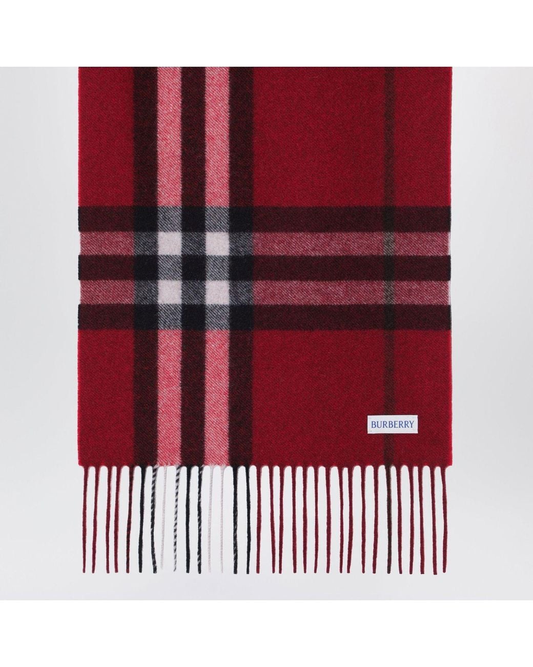 Burberry Red Cashmere Scarf With Faded Check Pattern for men