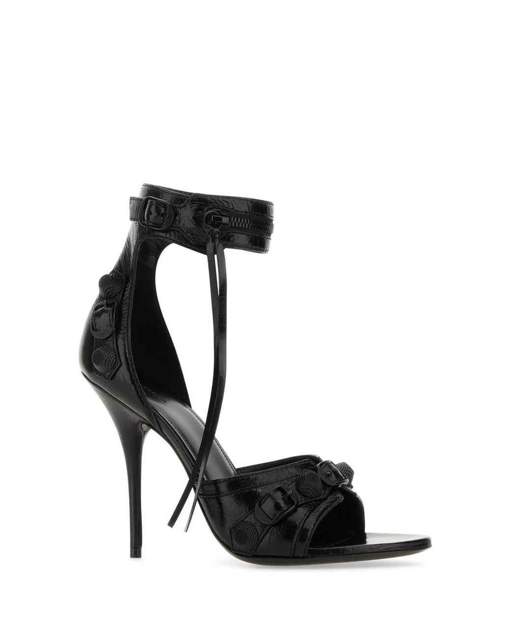 Balenciaga Black Soft Raffia Heeled Sandals