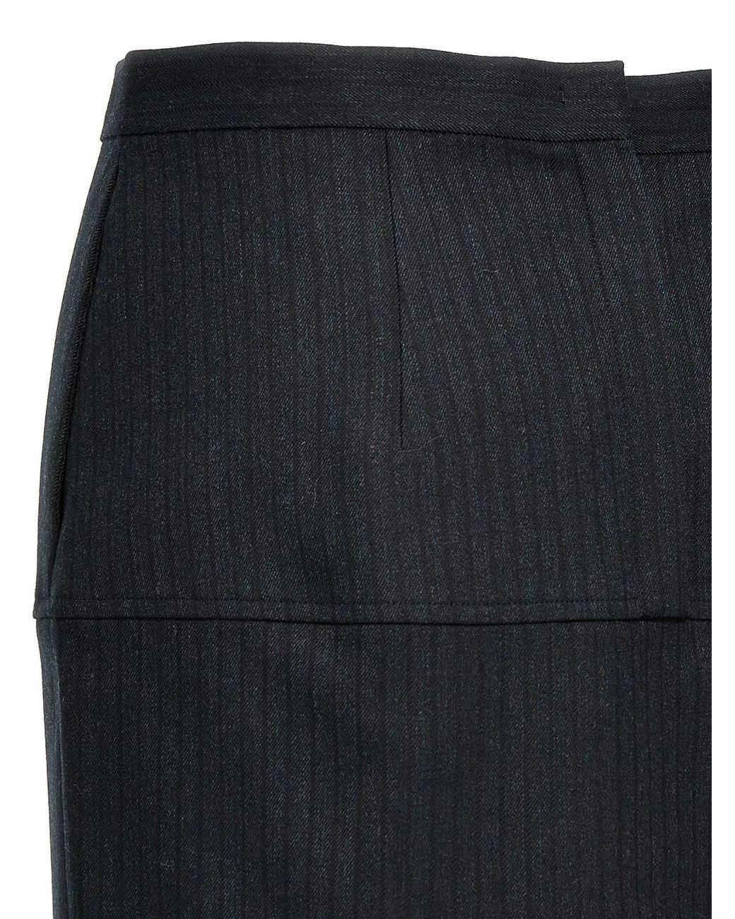 Fendi Black Pinstriped Wool Skirt