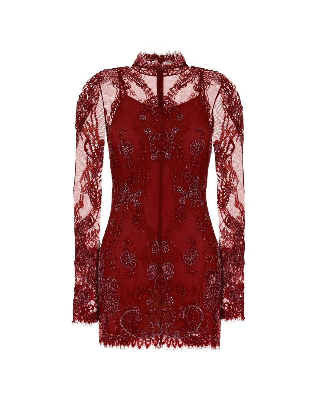 Blumarine Red Lace Mini Dress