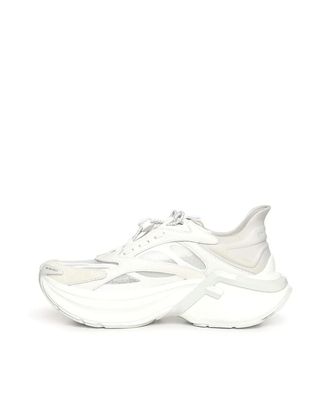 Fendi White F-Light Mesh And Leather Sneaker