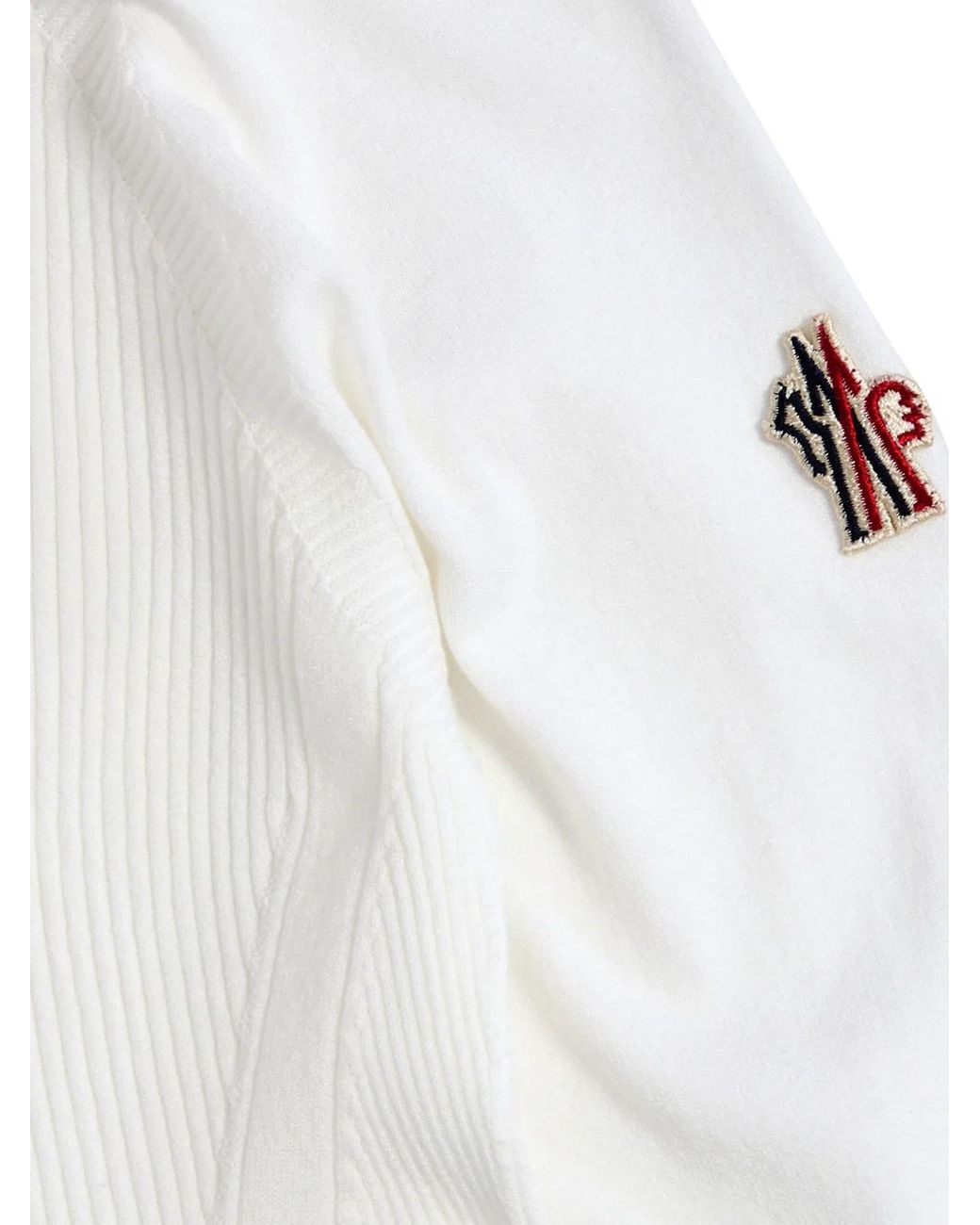 Moncler White Knitted Crew Neck Sweater