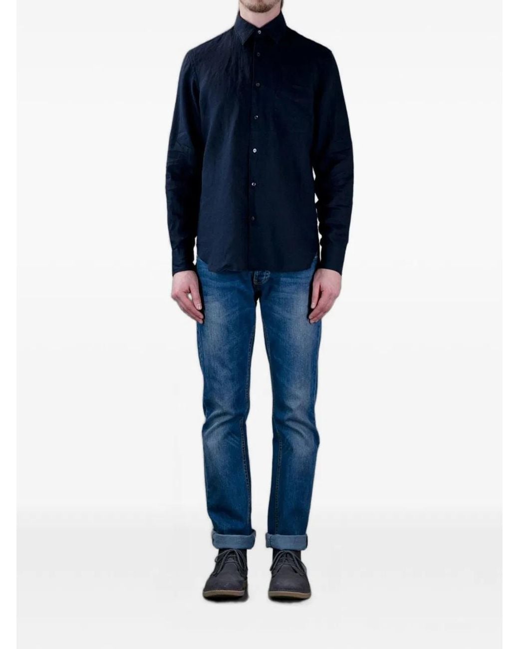 Aspesi Blue Linen Shirt for men