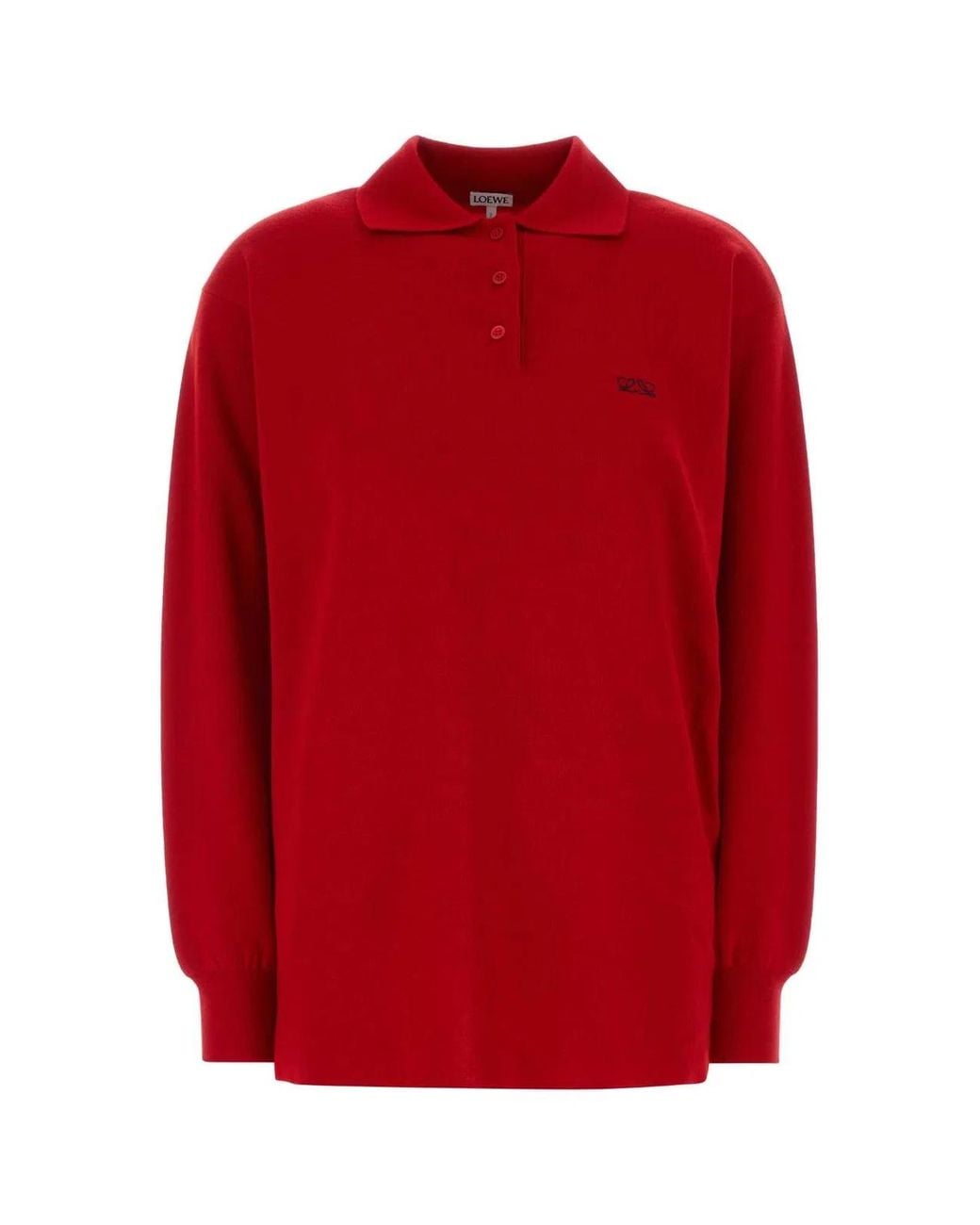 Loewe Red Stretch Cashmere Blend Polo Shirt