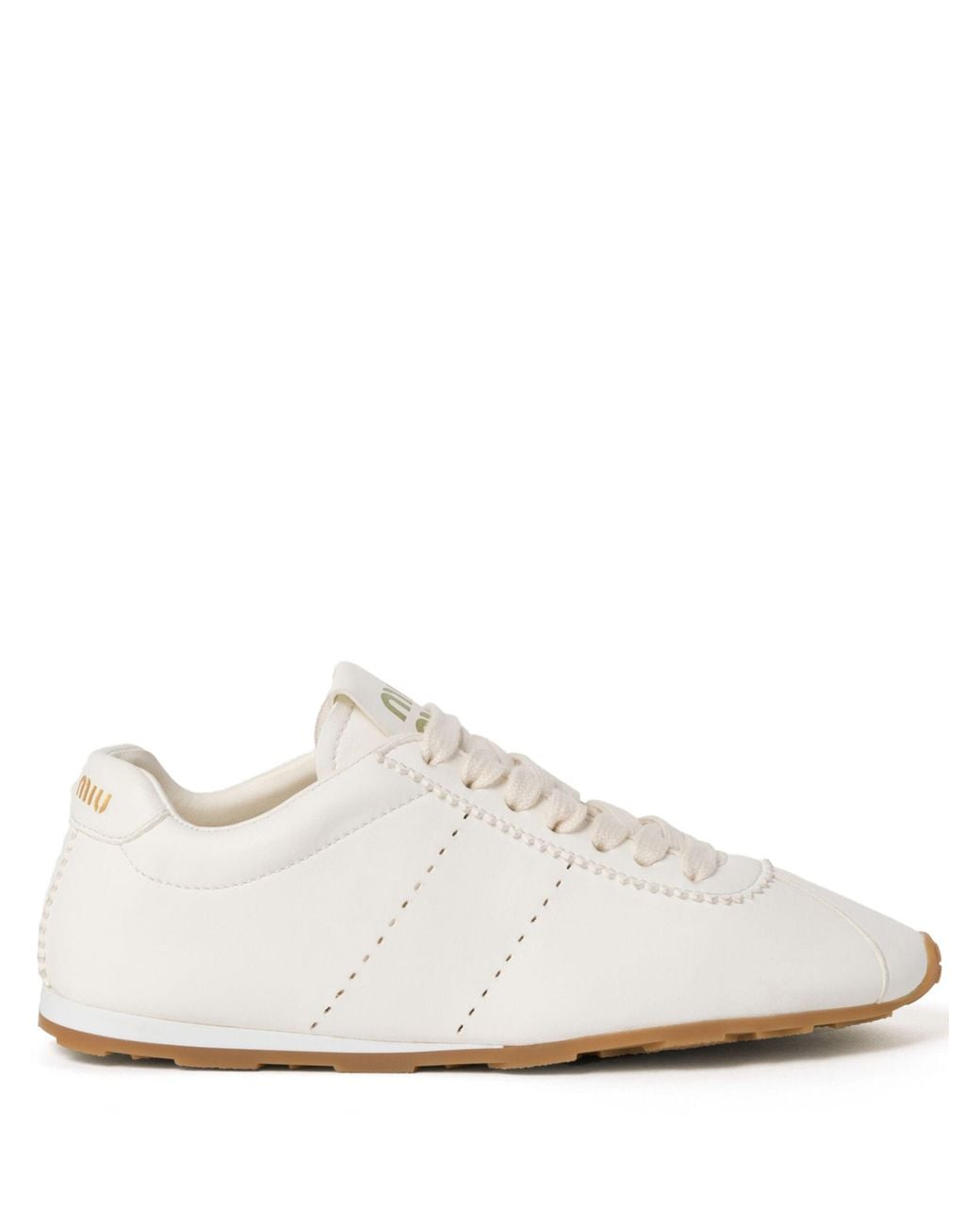 Miu Miu White Plume Nappa Leather Sneakers