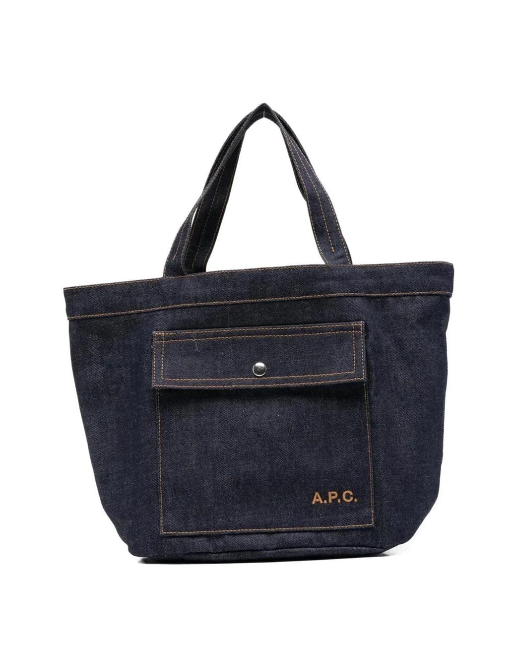 A.P.C. Blue A. P.C. Classic Cotton Tote Handbag With Embroidered Logo