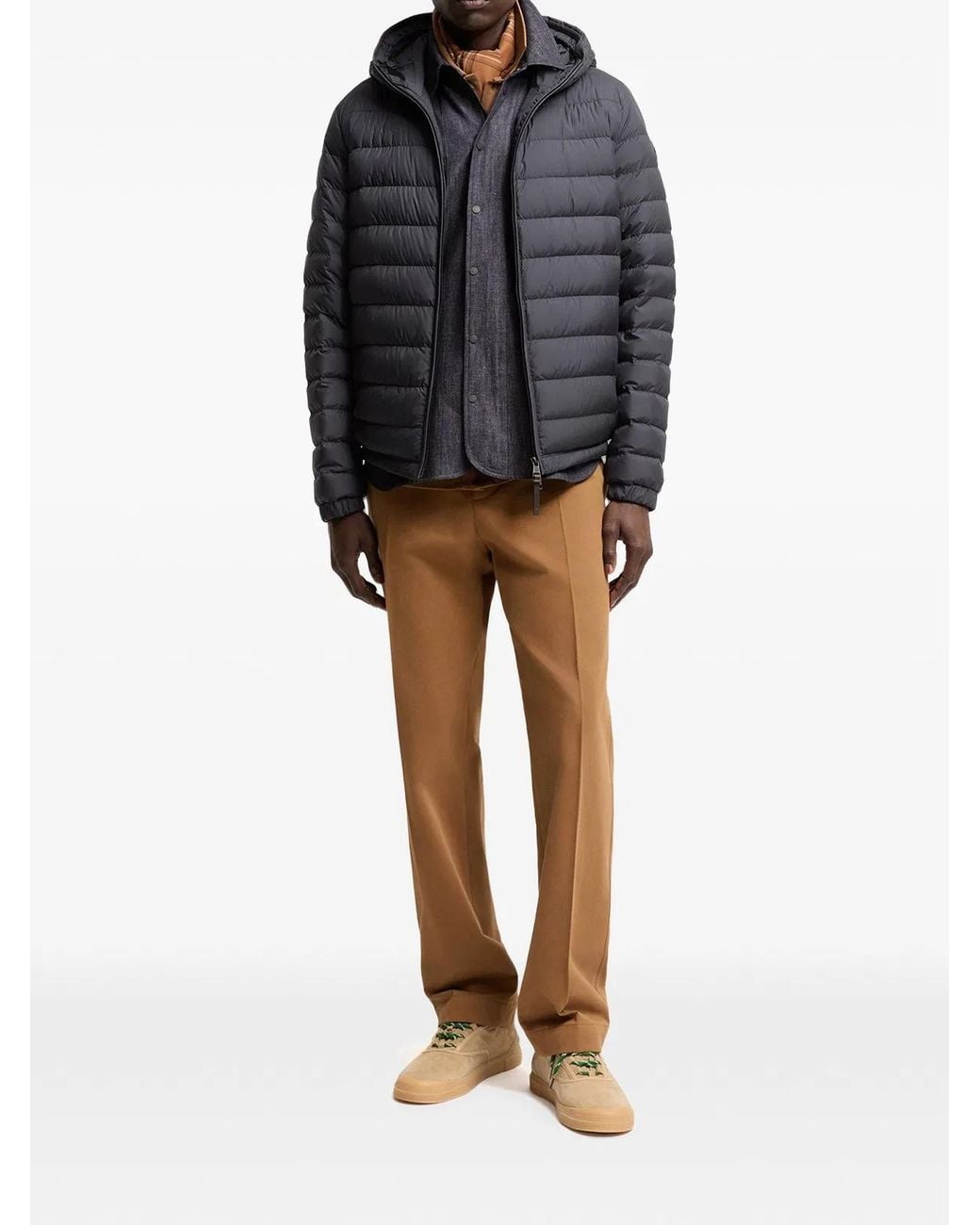 Moncler Gray Solienn Hooded Short Down Jacket for men