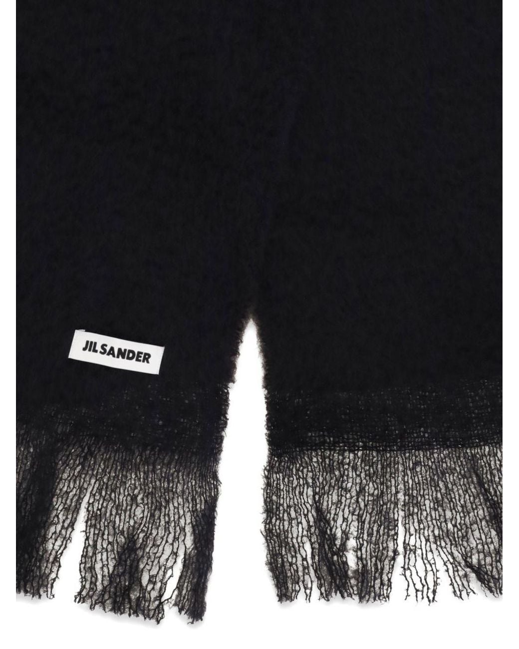 Jil Sander Black Wool Scarf With Logo