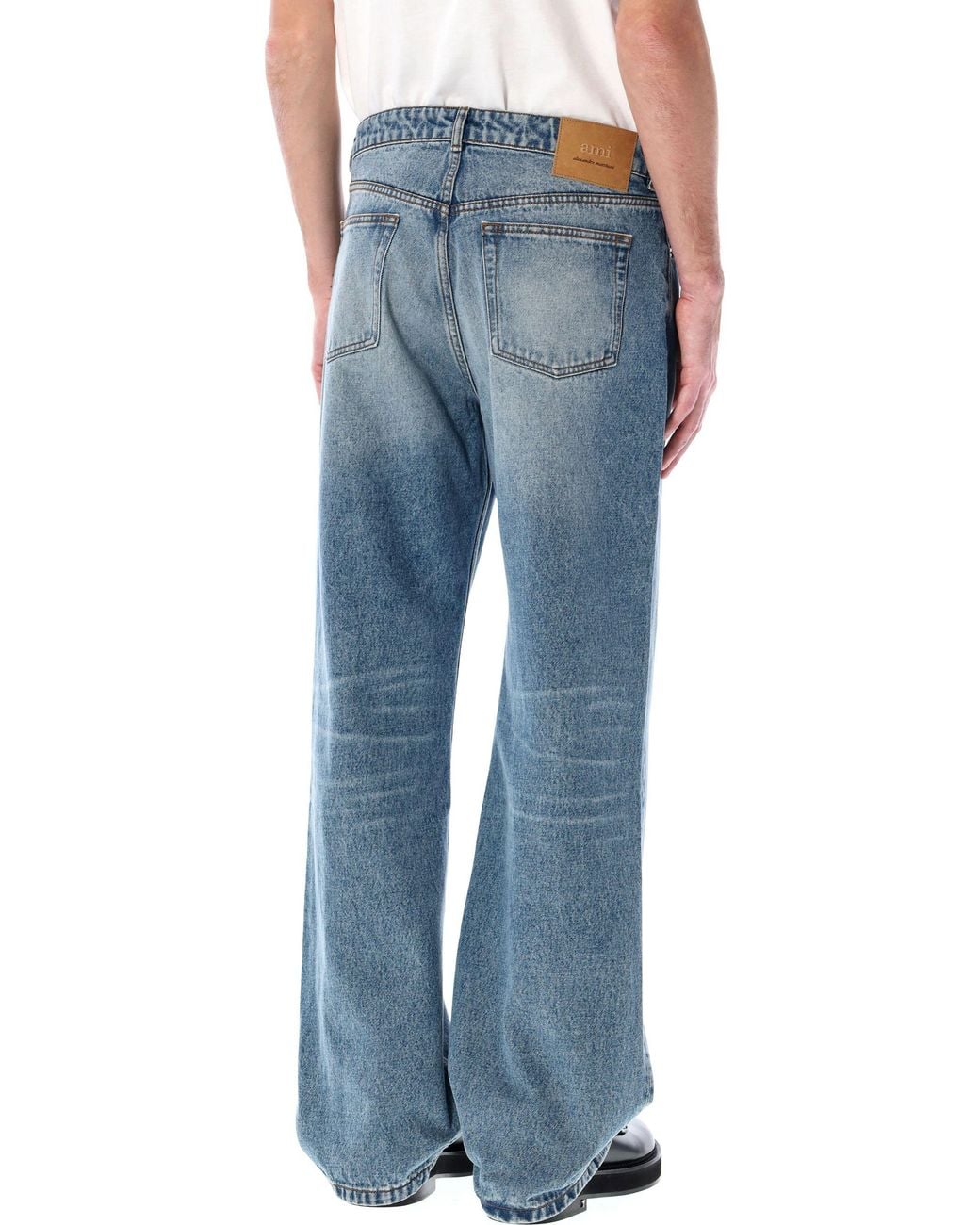 AMI Blue Large Fit Jeans for men